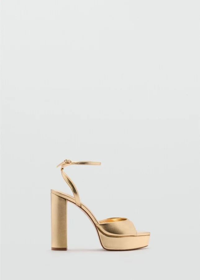 Mango Women's Metallic-Effect Heeled Sandals - Image 4
