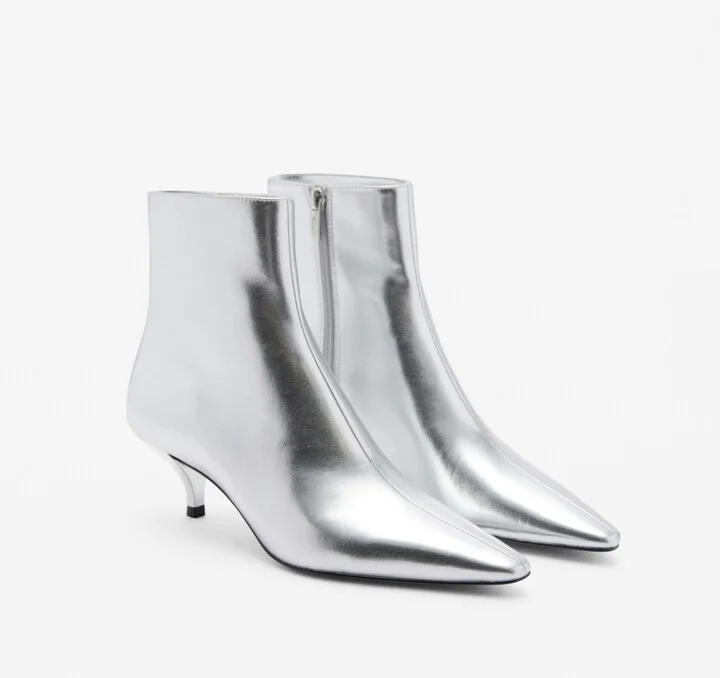 Mango Women's Metallic Effect Pointed Toe Boots