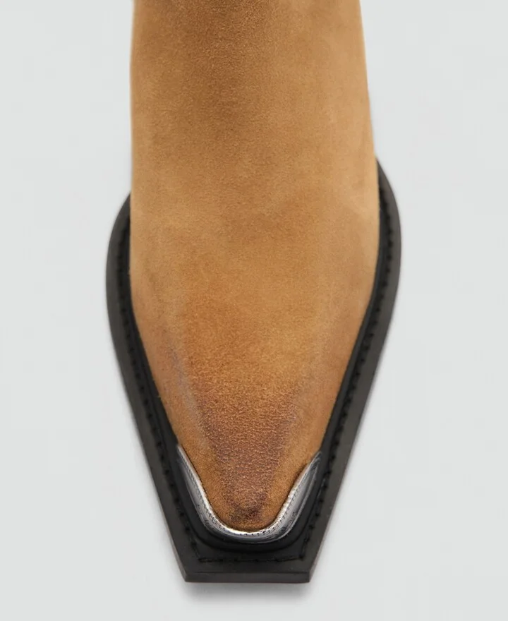 Mango Women's Metallic Pointed Toe Leather Ankle Boots - Image 3