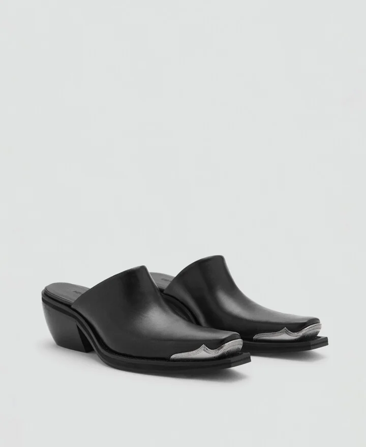 Mango Women's Metallic Toe Leather Shoes - Image 2