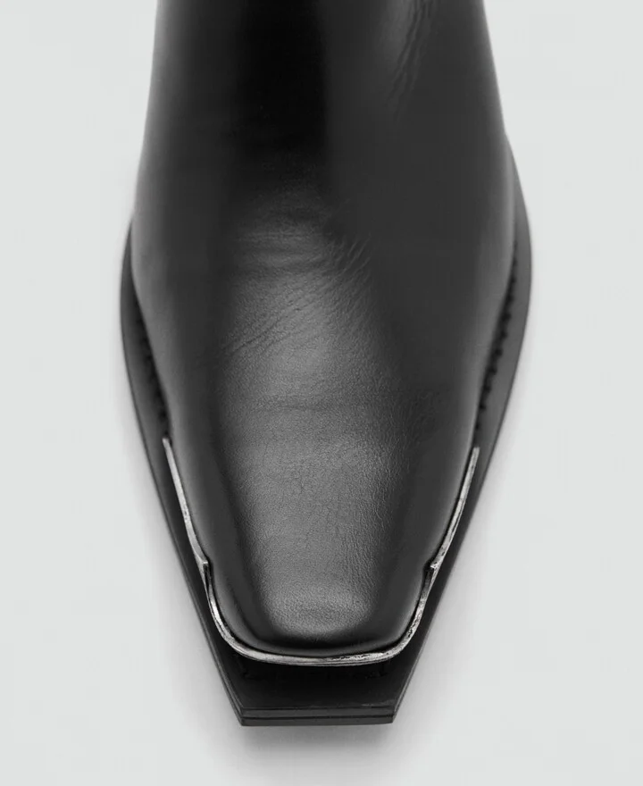 Mango Women's Metallic Toe Leather Shoes - Image 5