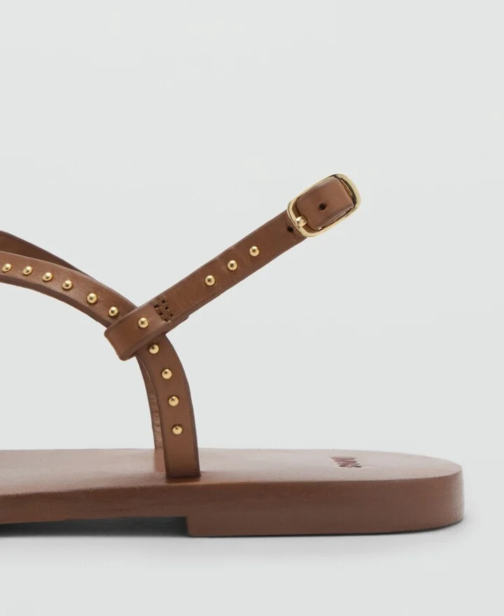 Mango Women's Mini Studs Leather Sandals - Image 6