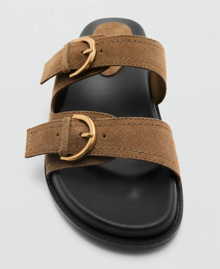 Mango Women's Natural Fiber Strap and Buckle Leather Sandals - Image 2
