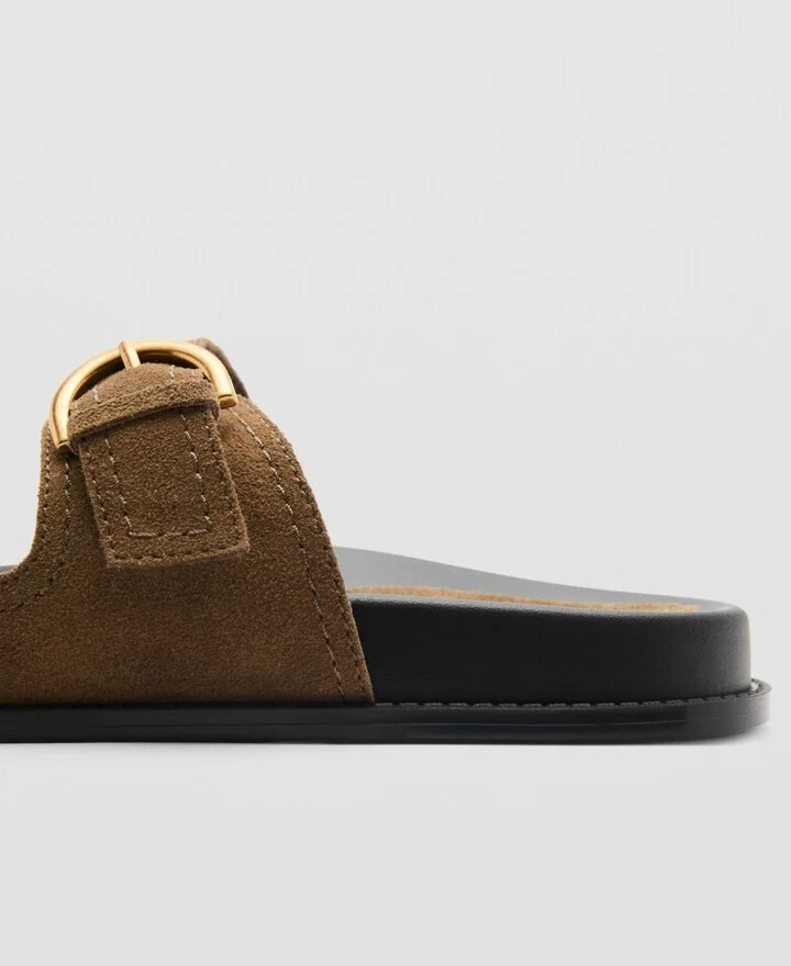 Mango Women's Natural Fiber Strap and Buckle Leather Sandals - Image 3