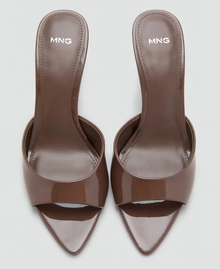 Mango Women's Patent Leather Effect Heeled Sandals - Image 6