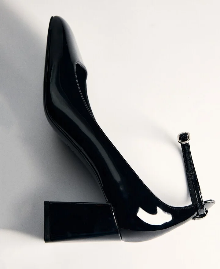 Mango Women's Patent Leather Effect Heeled Shoes - Image 3