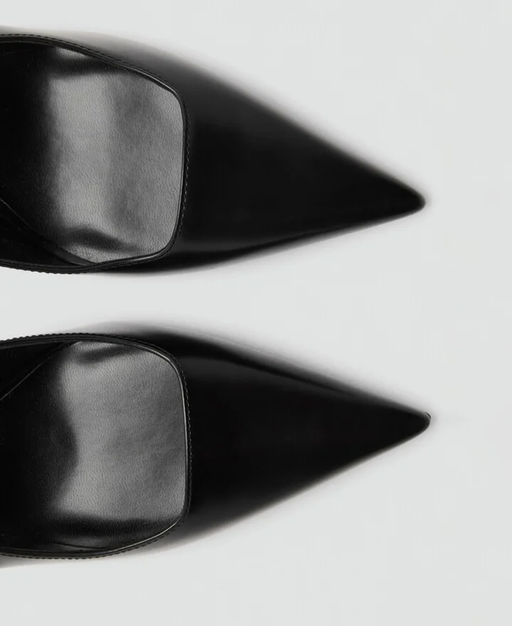 Mango Women's Pointed Toe Leather Heeled Shoes - Image 5