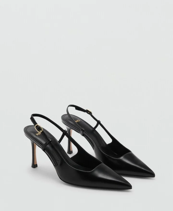 Mango Women's Pointed Toe Leather Heeled Shoes