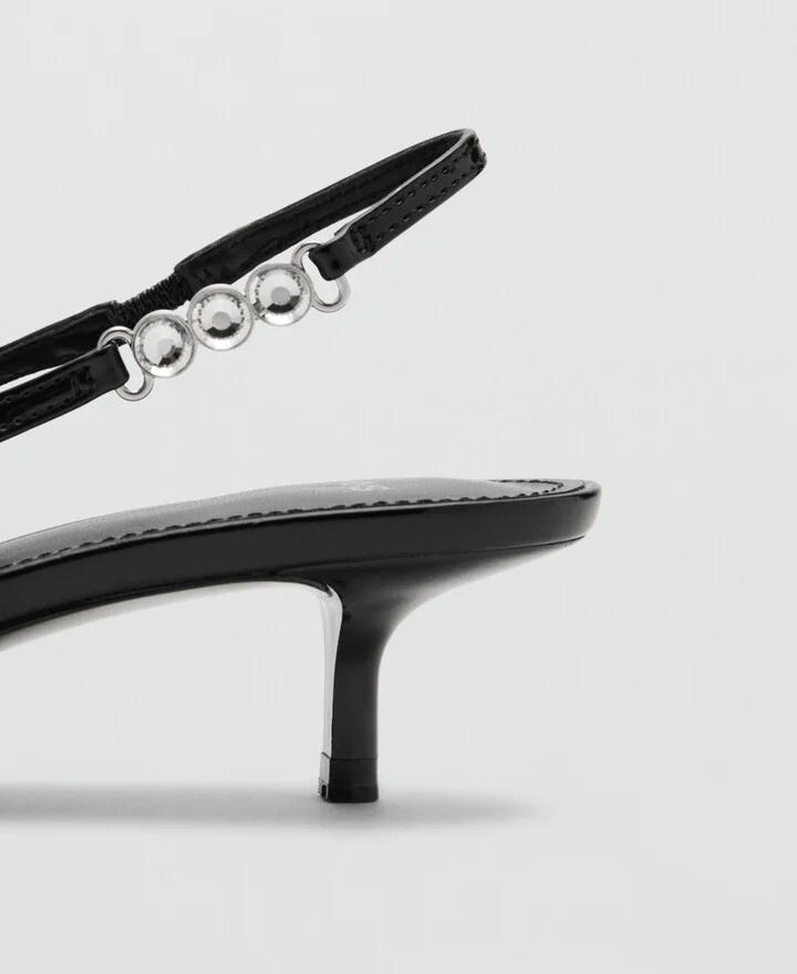 Mango Women's Rhinestone Detail Kitten Shoes - Image 2