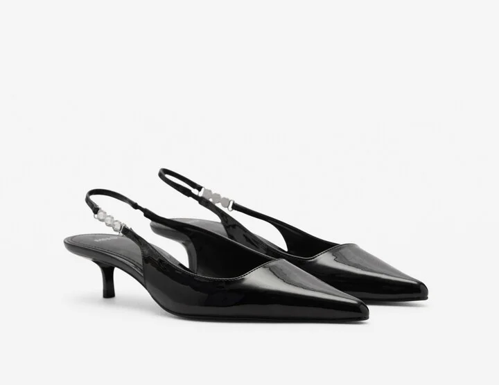 Mango Women's Rhinestone Detail Kitten Shoes