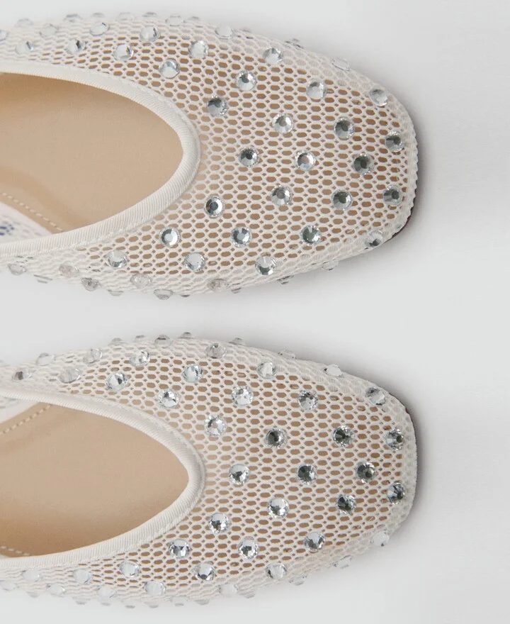 Mango Women's Rhinestone Detail Mesh Shoes - Image 2