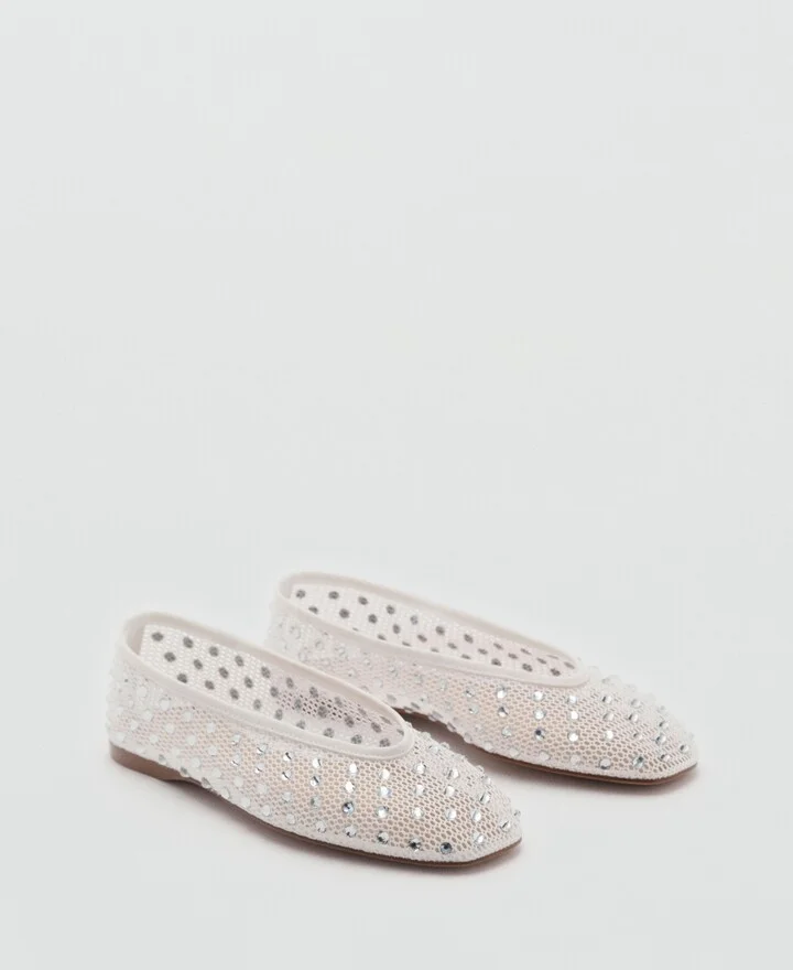 Mango Women's Rhinestone Detail Mesh Shoes