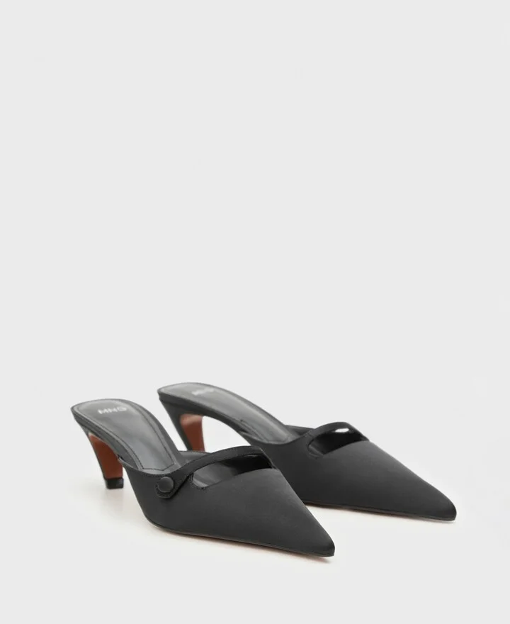 Mango Women's Satin Kitten Heel Shoes - Image 2