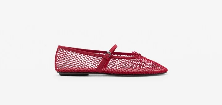 Mango Women's Strap and Buckle Detail Mesh Ballet Flats - Image 3