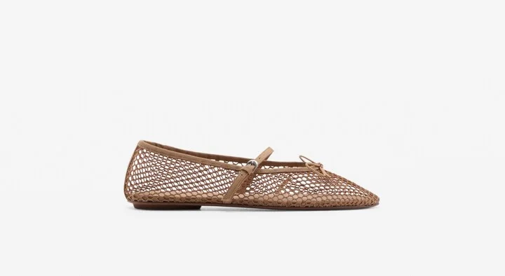 Mango Women's Strap and Buckle Detail Mesh Ballet Flats - Image 4