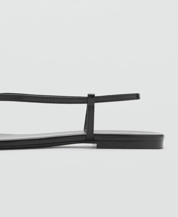 Mango Women's Strap and Contrasting Toe Leather Sandals - Image 2