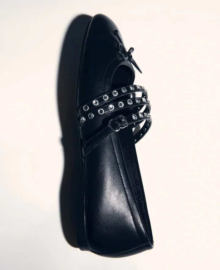Mango Women's Straps Detail Studded Ballet Flats - Image 2