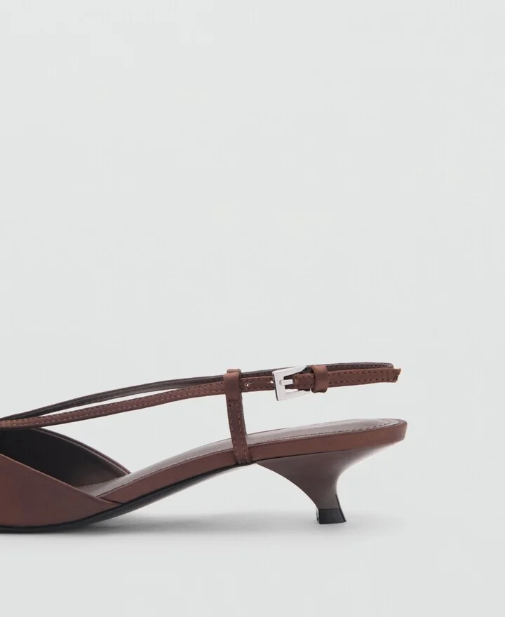 Mango Women's Straps Satin Kitten Shoes - Image 3