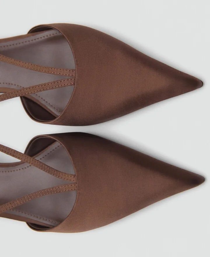 Mango Women's Straps Satin Kitten Shoes - Image 4