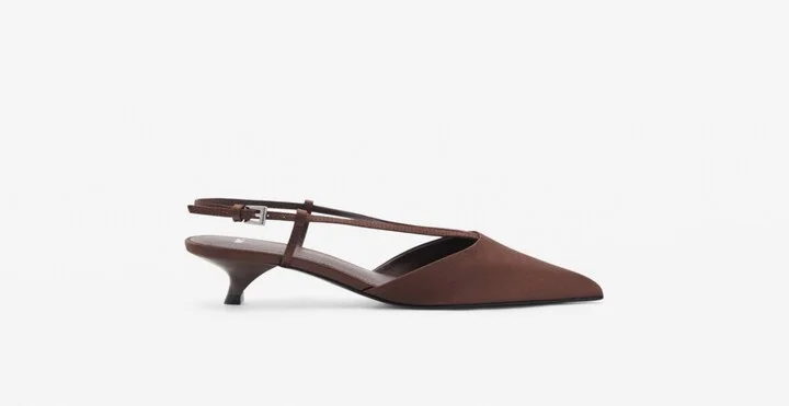 Mango Women's Straps Satin Kitten Shoes - Image 5