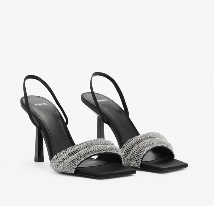 Mango Women's Strass Strap Heeled Sandals