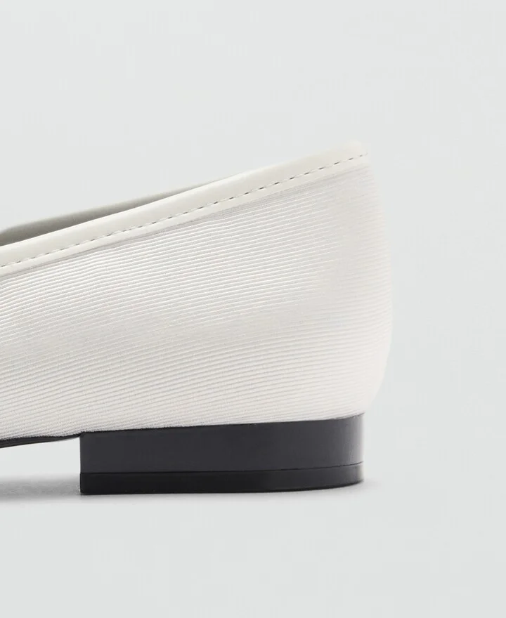 Mango Women's Strip And Bow Detail Ballerina Shoes - Image 4