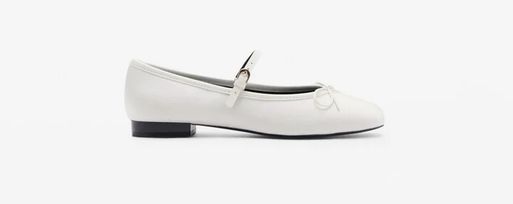 Mango Women's Strip And Bow Detail Ballerina Shoes - Image 5
