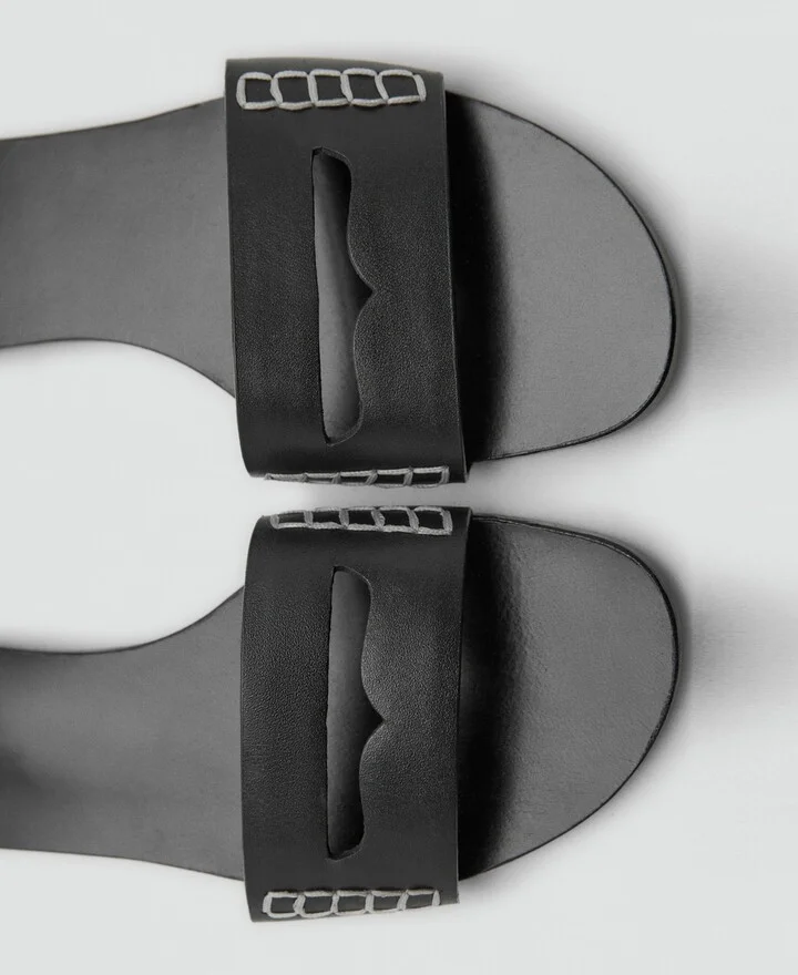 Mango Women's Wide Strap Leather Sandals - Image 3