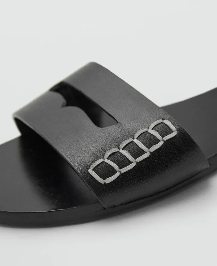 Mango Women's Wide Strap Leather Sandals - Image 4