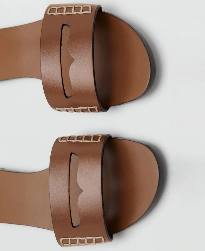 Mango Women's Wide Strap Leather Sandals - Image 10
