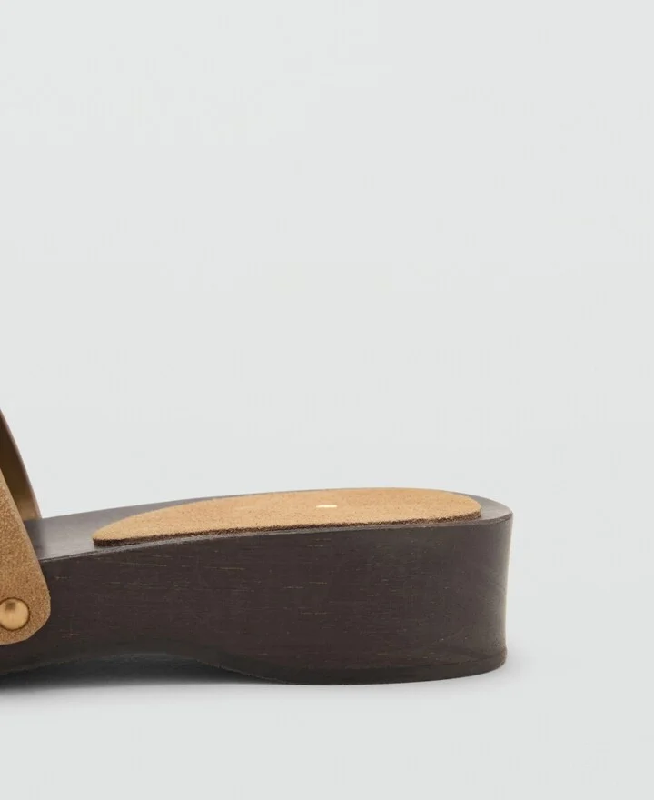 Mango Women's Wood Sole Suede Sandals - Image 3