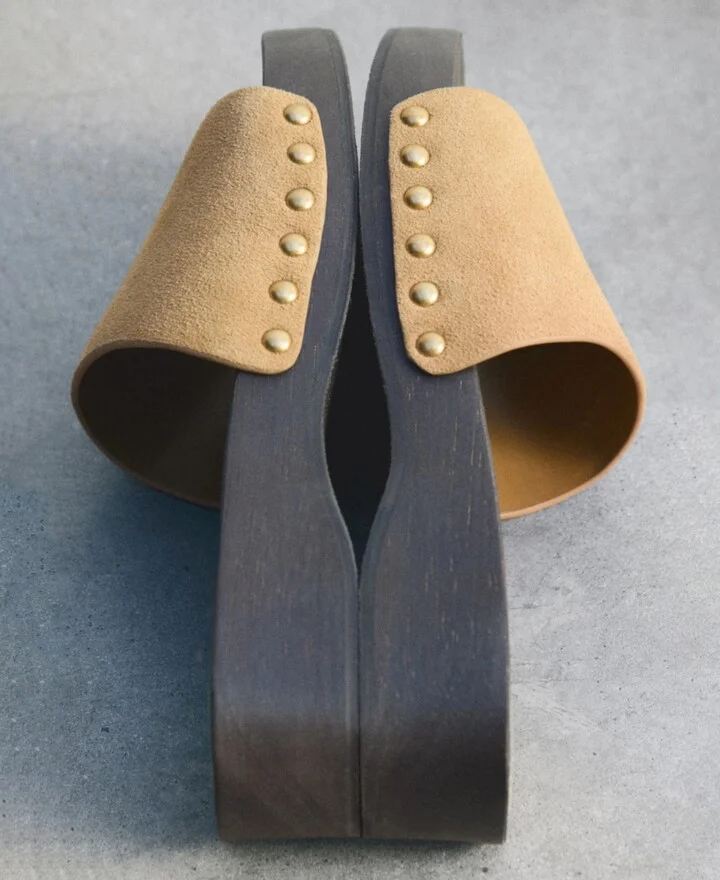 Mango Women's Wood Sole Suede Sandals - Image 4