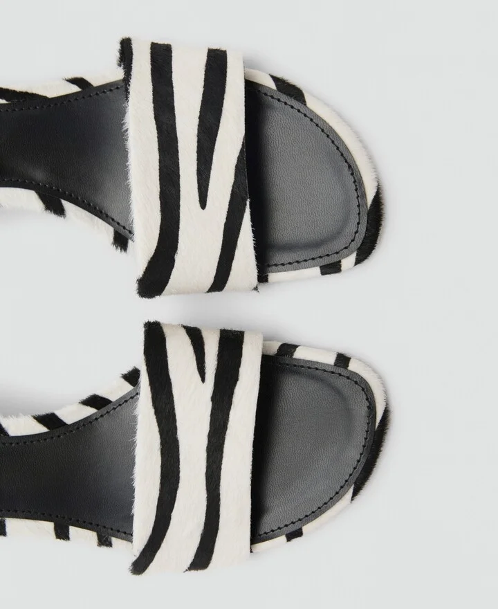 Mango Women's Zebra Hair Leather Sandals - Image 4