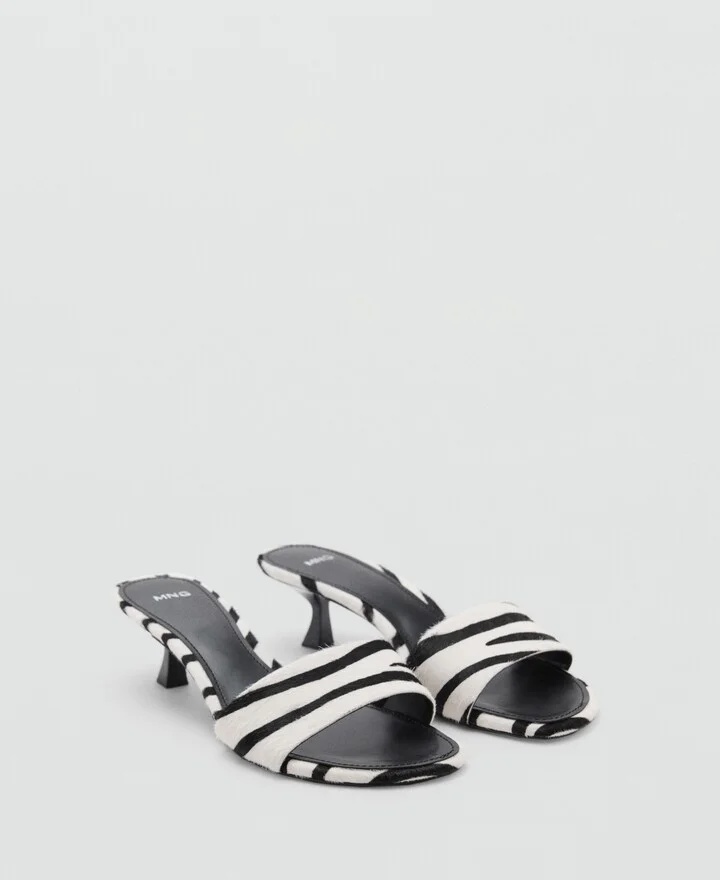 Mango Women's Zebra Hair Leather Sandals
