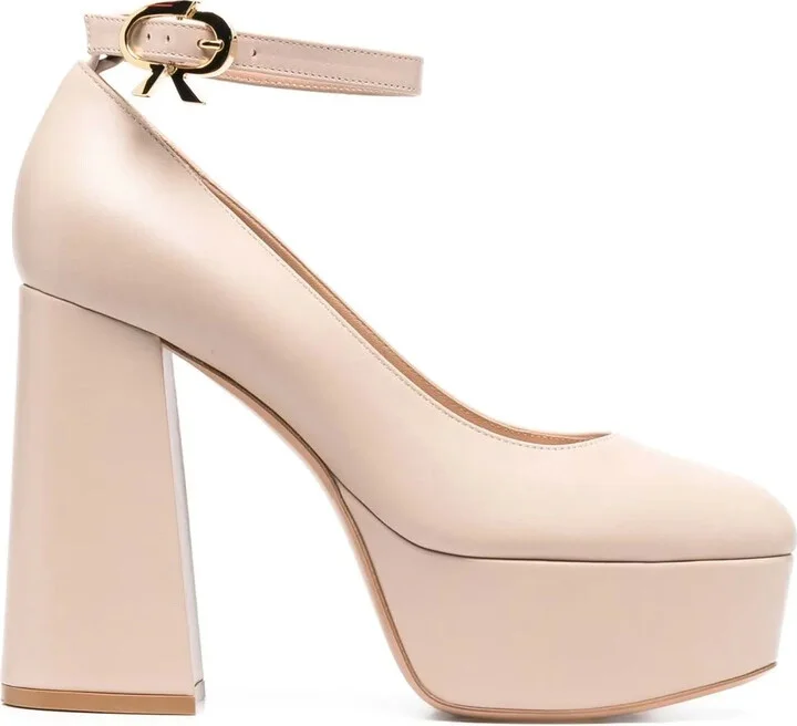 Manila 120mm leather platform pumps