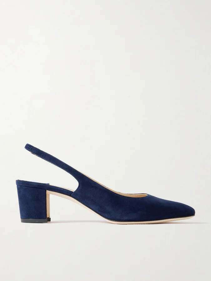 Manolo Blahnik - Allurasan 50 Suede Slingback Pumps - Blue