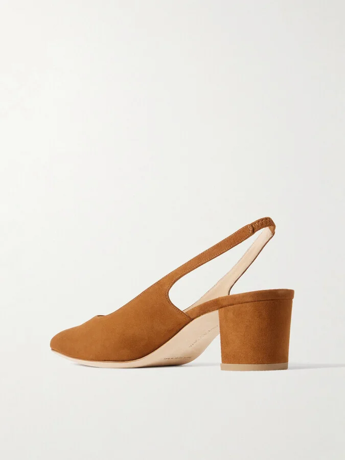 Manolo Blahnik - Allurasan 50 Suede Slingback Pumps - Brown - Image 3