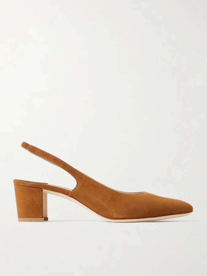 Manolo Blahnik - Allurasan 50 Suede Slingback Pumps - Brown