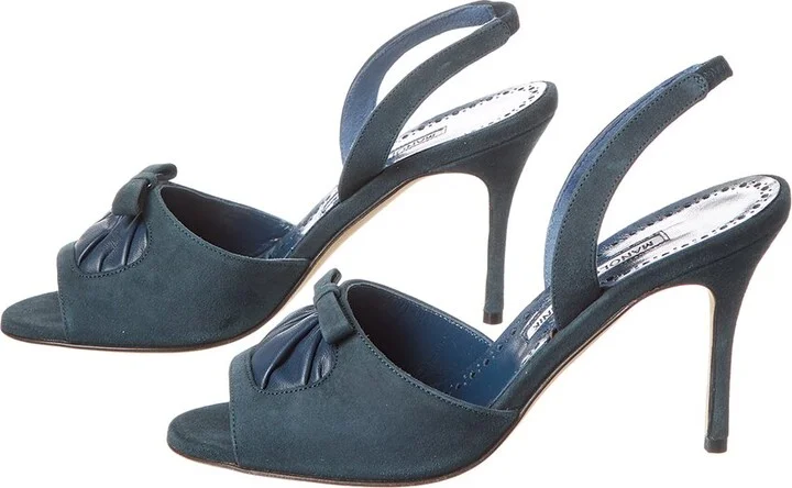 Manolo Blahnik Amelie 90 Suede & Leather Sandal (Authentic Pre-Loved) - Image 2