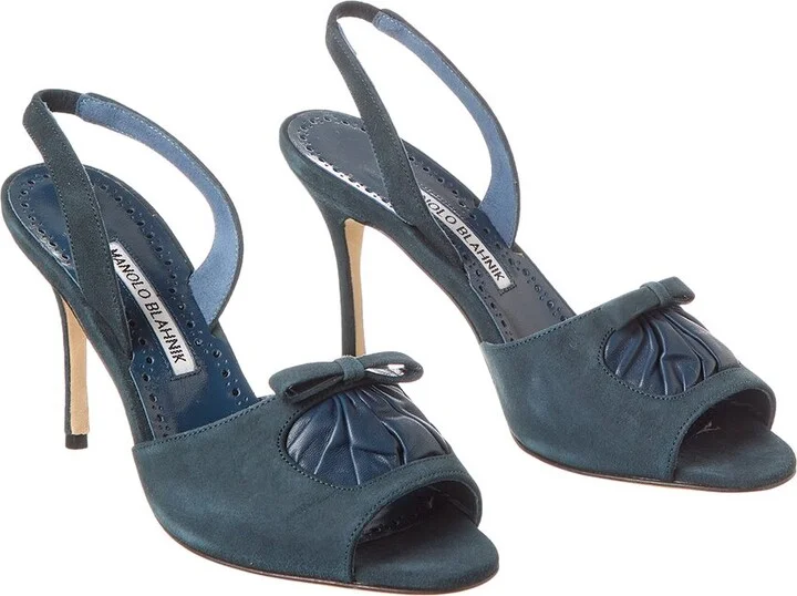 Manolo Blahnik Amelie 90 Suede & Leather Sandal (Authentic Pre-Loved)