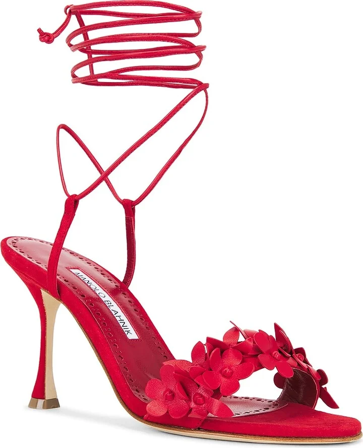 Manolo Blahnik Anista 90 Sandal in Red - Image 2