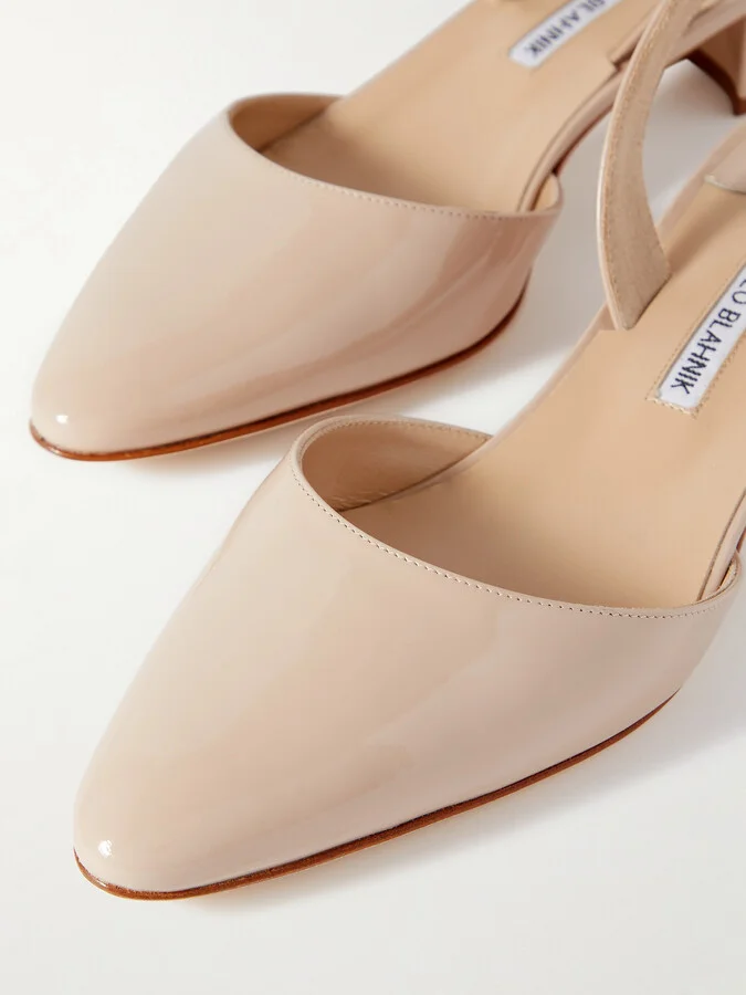 Manolo Blahnik - Aspro 30 Patent-leather Pumps - Cream - Image 4