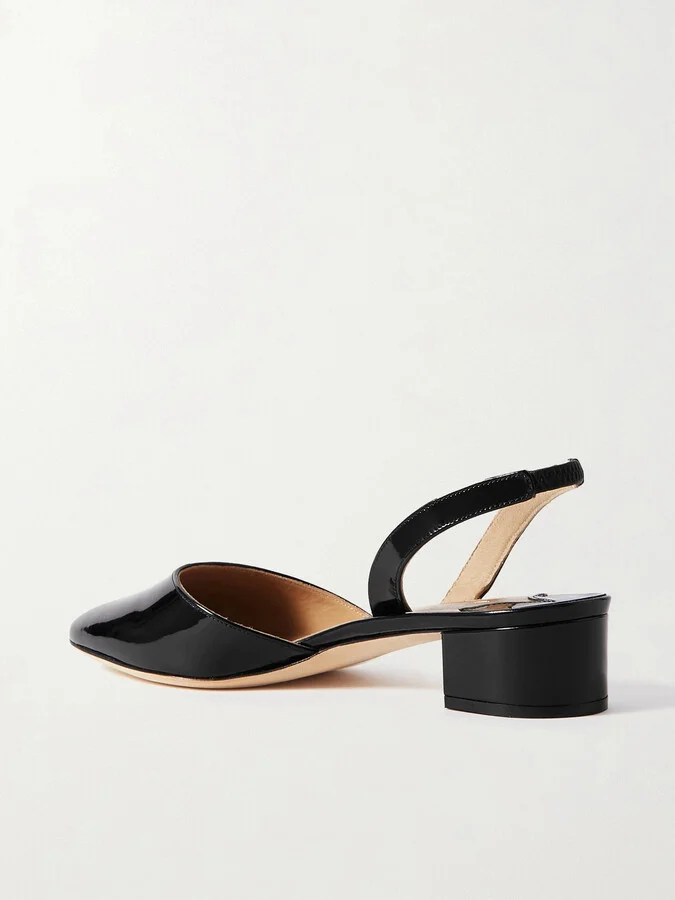 Manolo Blahnik - Aspro 30 Patent-leather Slingback Point-toe Pumps - Black - Image 3