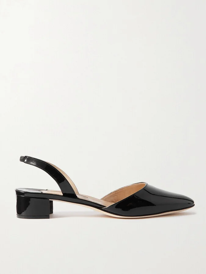 Manolo Blahnik - Aspro 30 Patent-leather Slingback Point-toe Pumps - Black