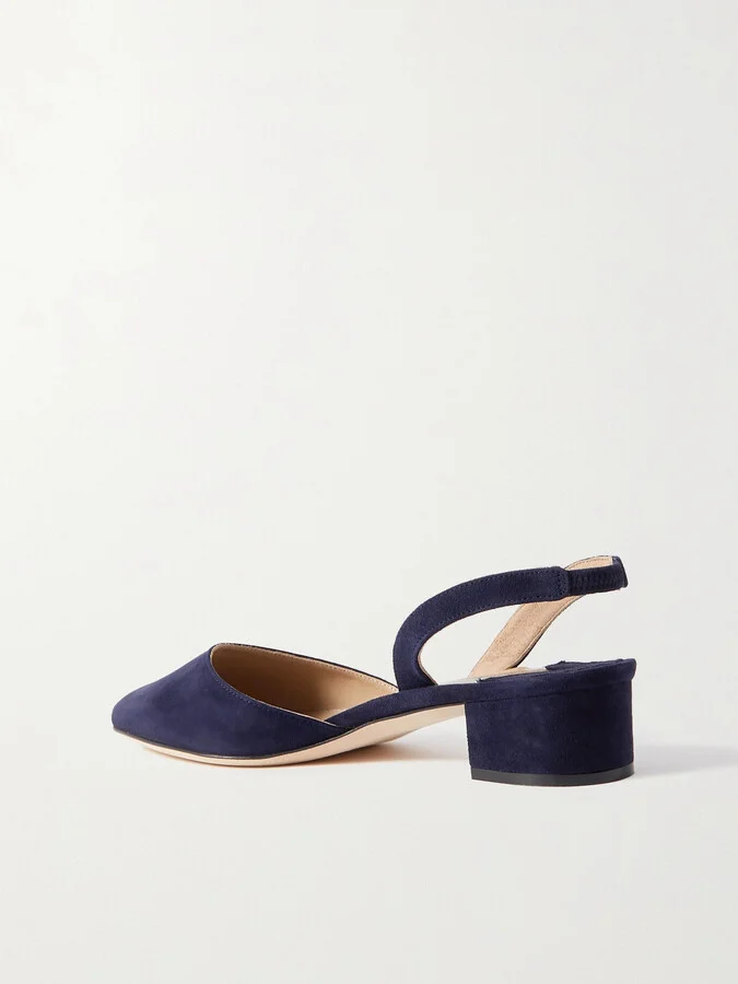 Manolo Blahnik - Aspro 30 Suede Slingback Point-toe Pumps - Blue - Image 3