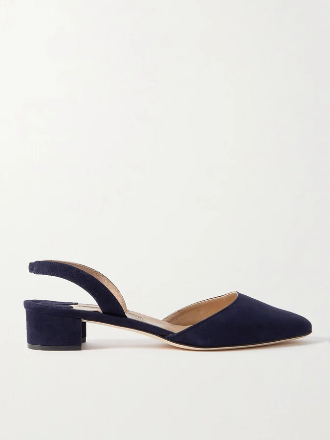 Manolo Blahnik - Aspro 30 Suede Slingback Point-toe Pumps - Blue