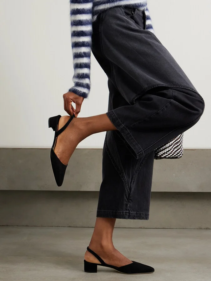 Manolo Blahnik - Aspro 30 Suede Slingback Pumps - Black - Image 2