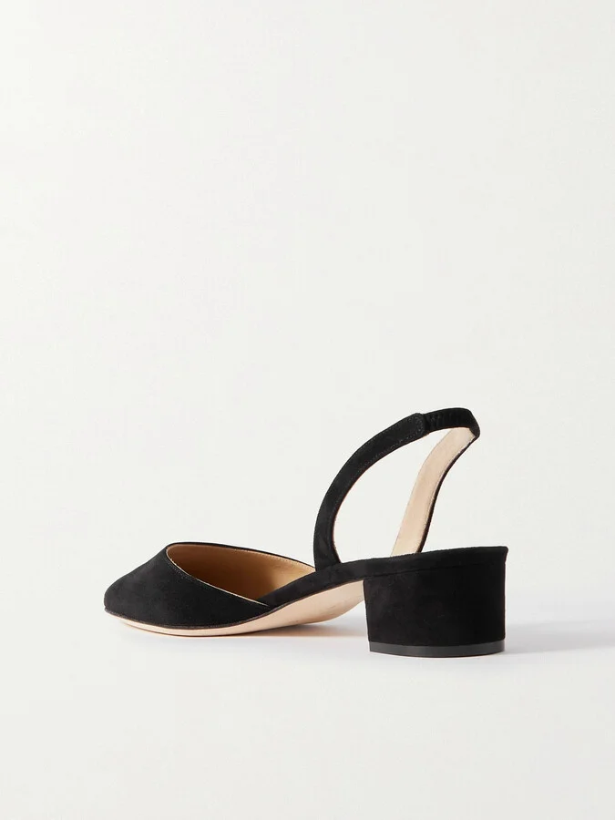Manolo Blahnik - Aspro 30 Suede Slingback Pumps - Black - Image 3