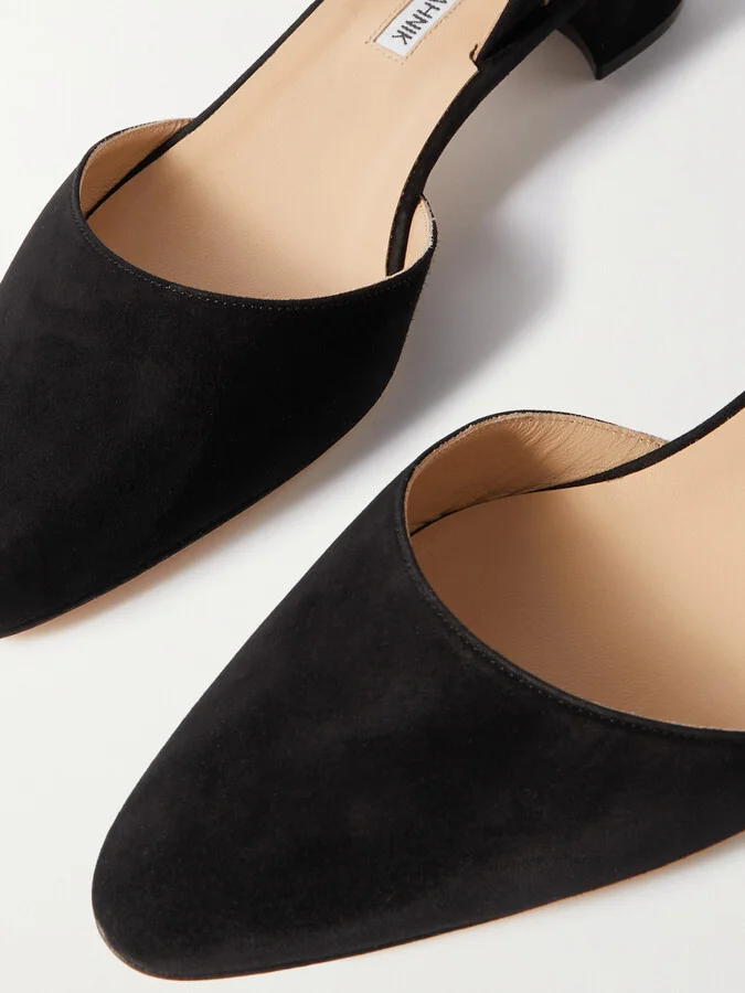 Manolo Blahnik - Aspro 30 Suede Slingback Pumps - Black - Image 4