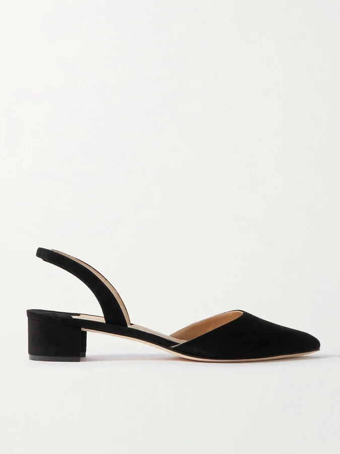 Manolo Blahnik - Aspro 30 Suede Slingback Pumps - Black
